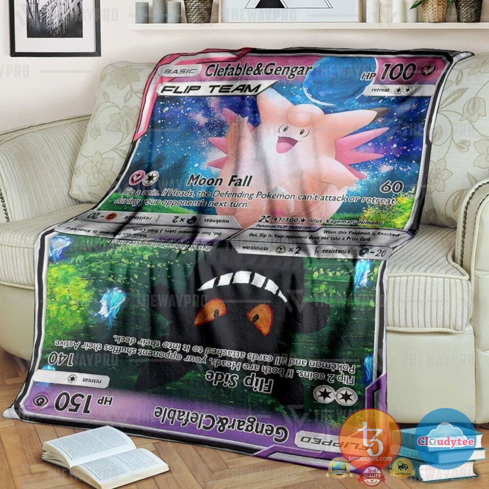 Pokemon Clefable And Gengar Flip Team Blanket Pokemon Clefable And Gengar Flip Team Blanket