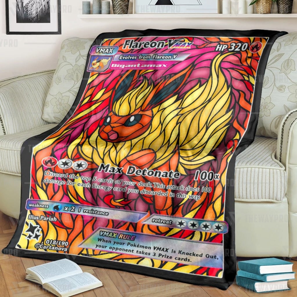 Pokemon Flareon Hybrid Vmax Stain Glass Blanket Pokemon Flareon Hybrid Vmax Stain Glass Blanket