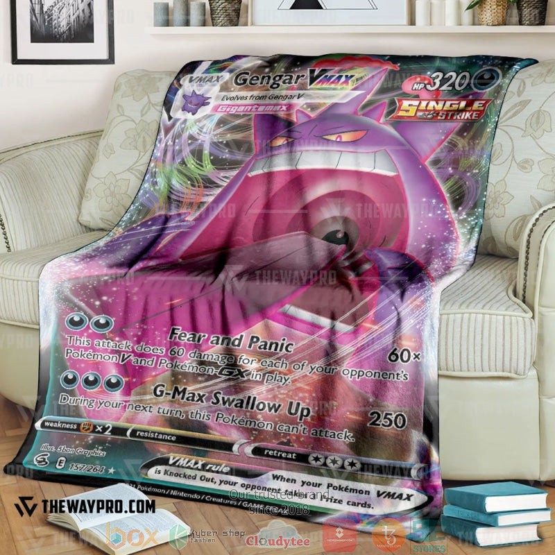 Pokemon Gengar Vmax Fusion Strike Soft Blanket Pokemon Gengar Vmax Fusion Strike Soft Blanket