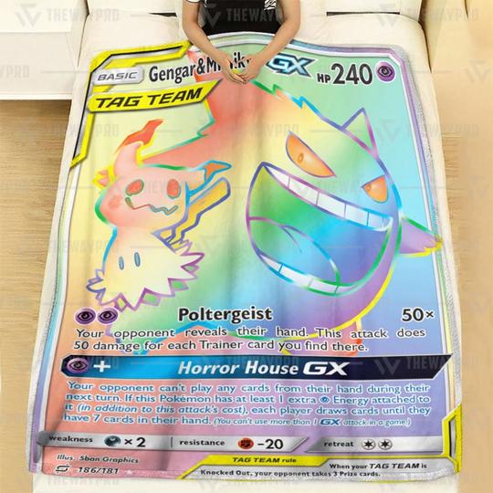Pokemon Gengarand Mimikyu Gx Soft Blanket Pokemon Gengarand Mimikyu Gx Soft Blanket