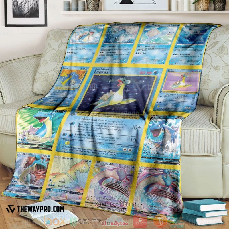 Pokemon Lapras Cards Version 2 Soft Blanket Pokemon Lapras Cards Version 2 Soft Blanket