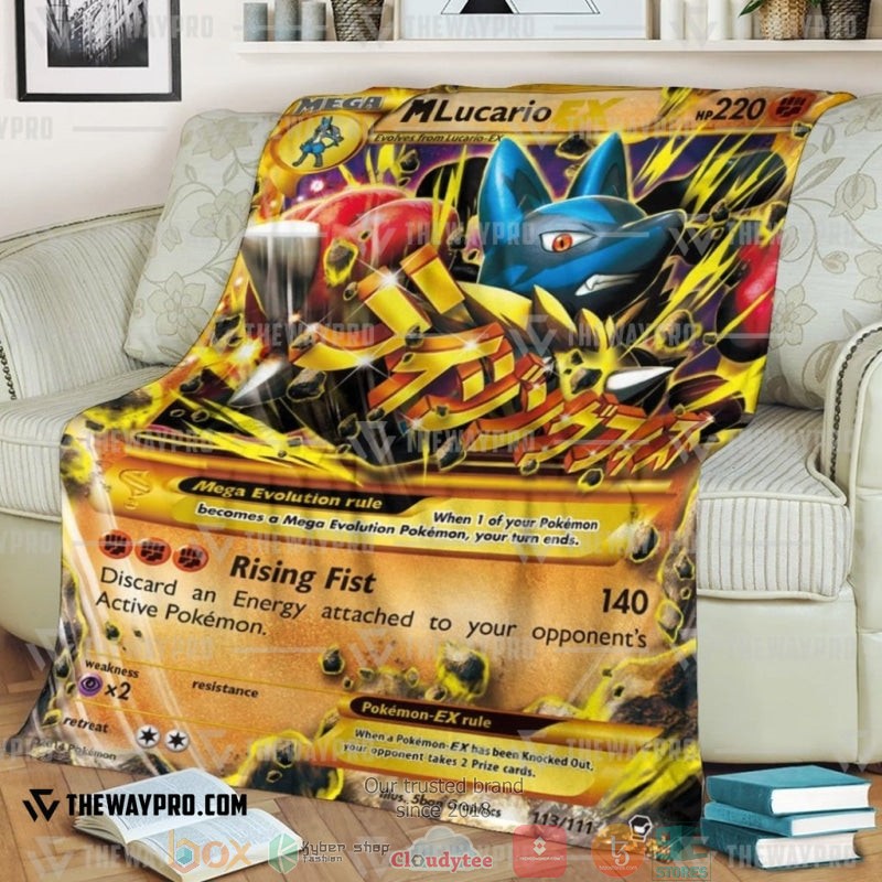 Pokemon M Lucario Furious Fists Soft Blanket Pokemon M Lucario Furious Fists Soft Blanket