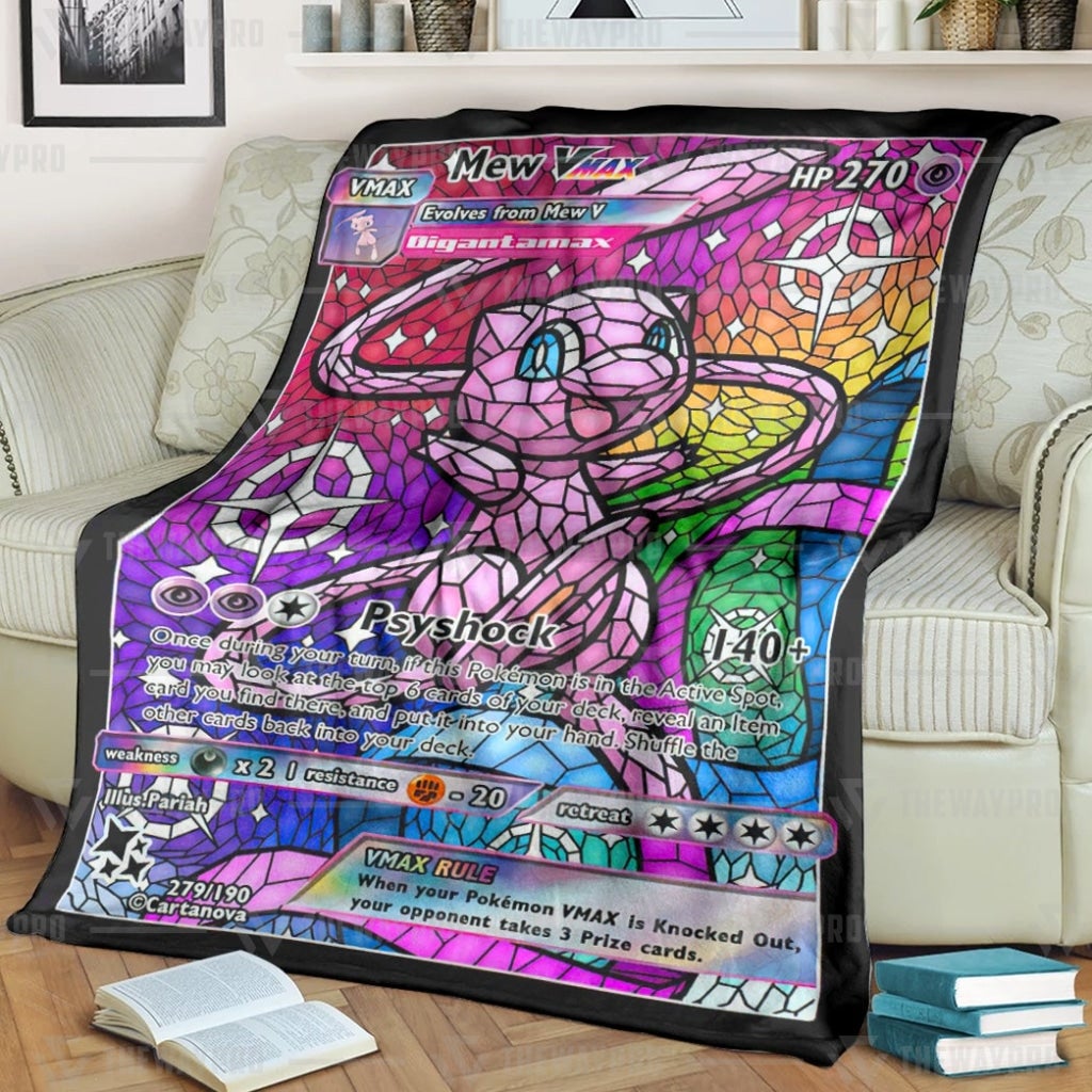 Pokemon Mew Hybrid Vmax Stain Glass Blanket Pokemon Mew Hybrid Vmax Stain Glass Blanket