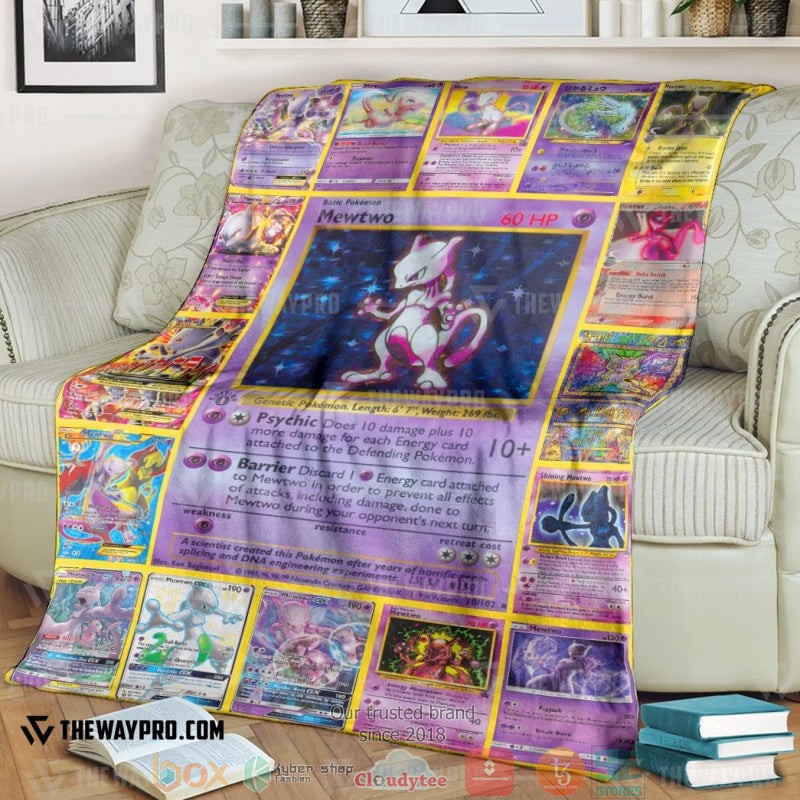 Pokemon Mewtwo Cards Soft Blanket Pokemon Mewtwo Cards Soft Blanket