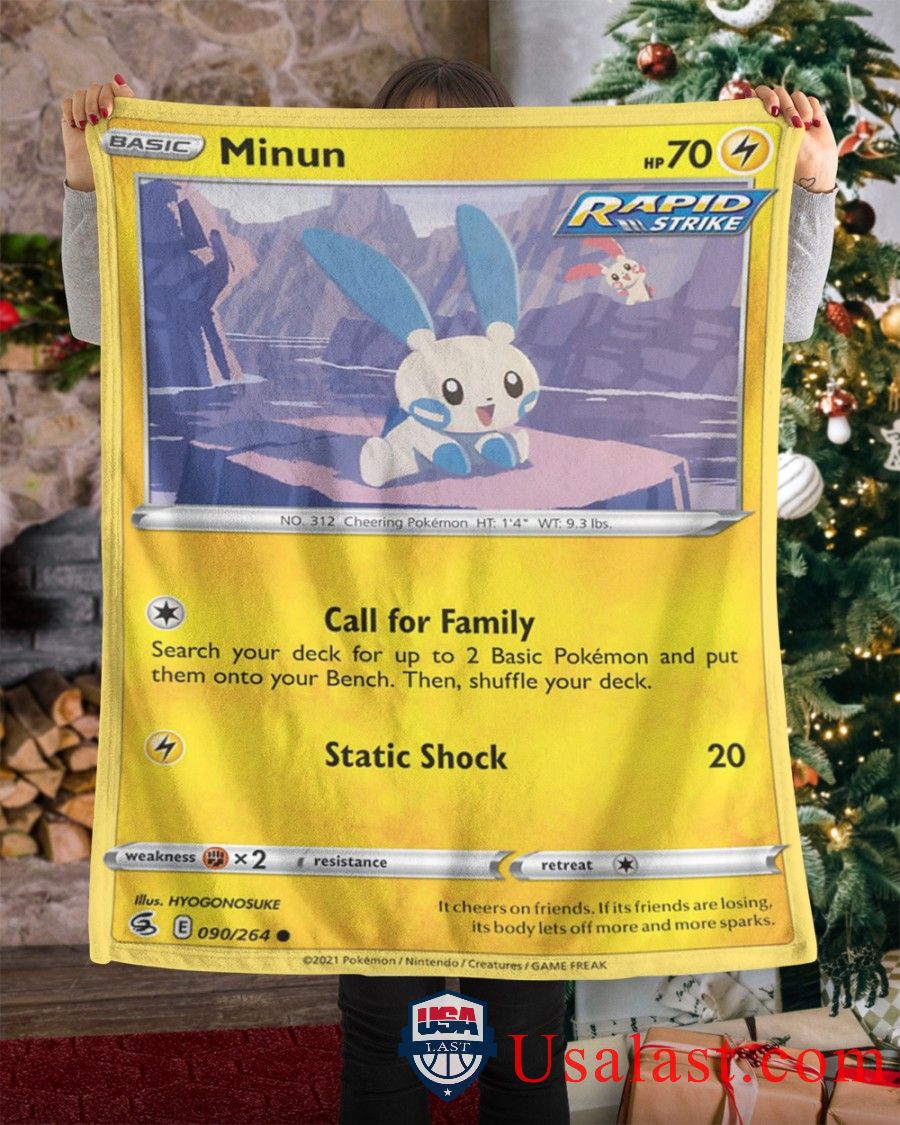 Pokemon Minun Rapid Strike Soft Blanket Pokemon Minun Rapid Strike Soft Blanket