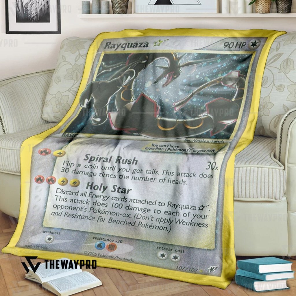Pokemon Rayquaza Card Custom Soft Blanket Pokemon Rayquaza Card Custom Soft Blanket