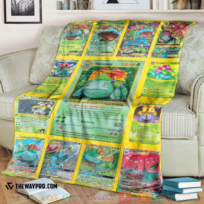 Pokemon Venusaur Cards Version 2 Soft Blanket Pokemon Venusaur Cards Version 2 Soft Blanket