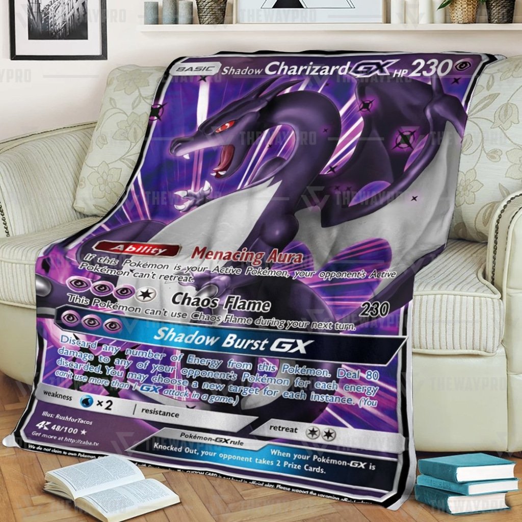 Shadow Charizard Gx Pokemon Fleece Blanket Shadow Charizard Gx Pokemon Fleece Blanket