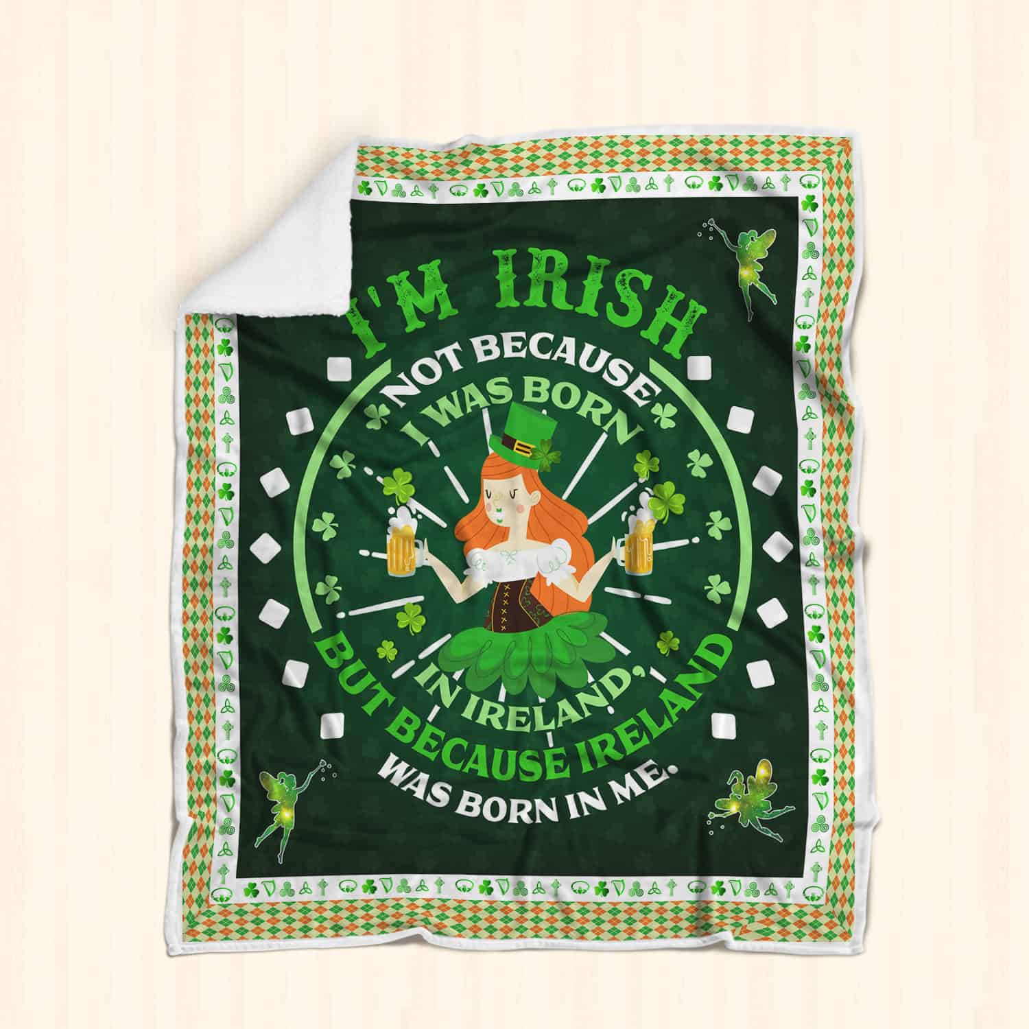 St Patricks Day Ireland Was Born In Me All Over Printed Blanket St Patricks Day Ireland Was Born In Me All Over Printed Blanket