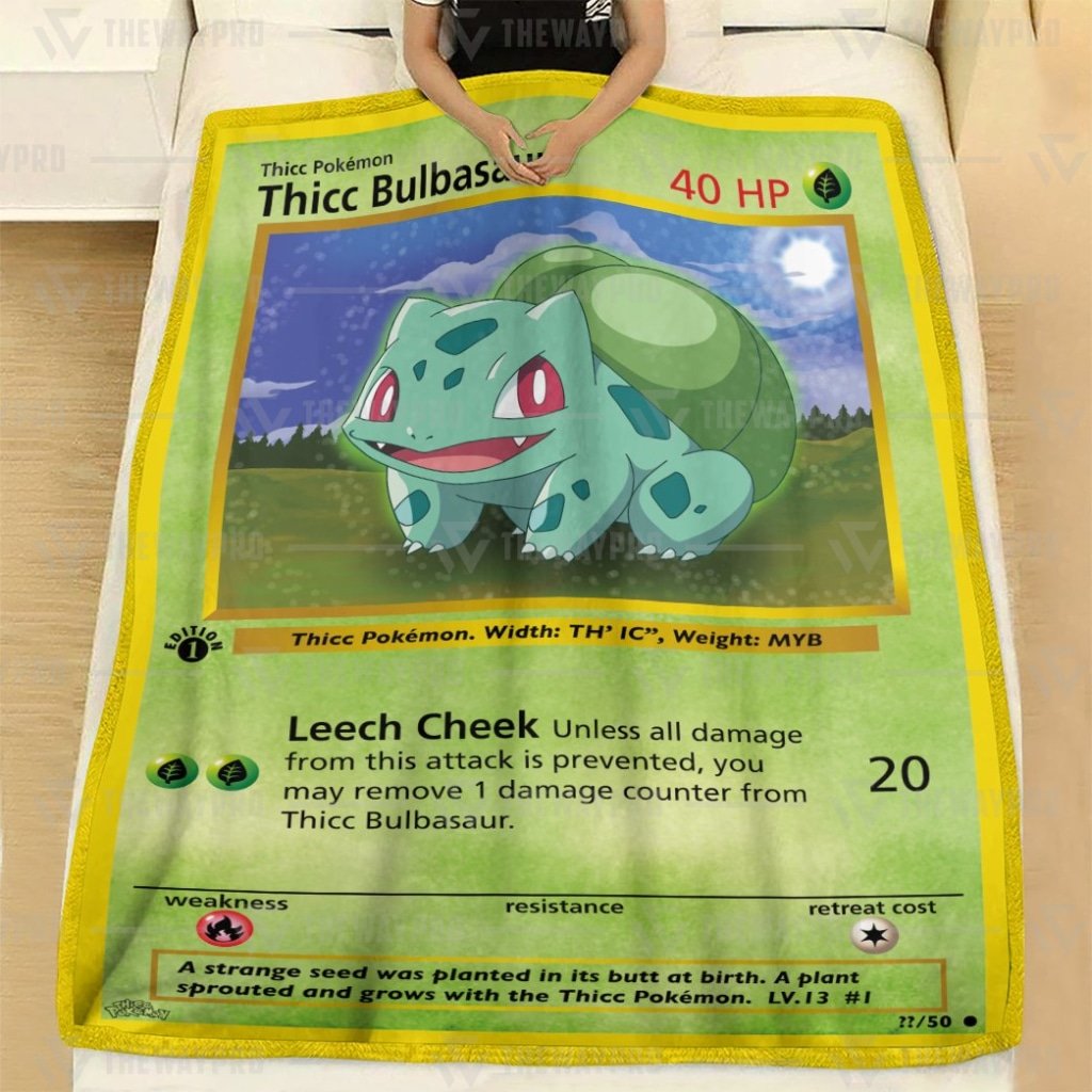 Thicc Bulbasaur Pokemon Fleece Blanket Thicc Bulbasaur Pokemon Fleece Blanket