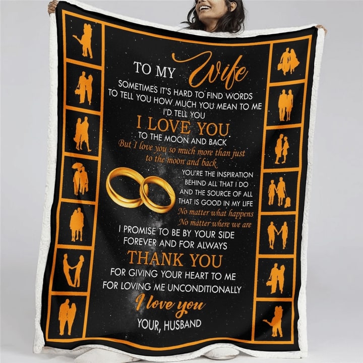 To My Wife I Love You To The Moon And Back Your Husband Full Printing Blanket To My Wife I Love You To The Moon And Back Your Husband Full Printing Blanket