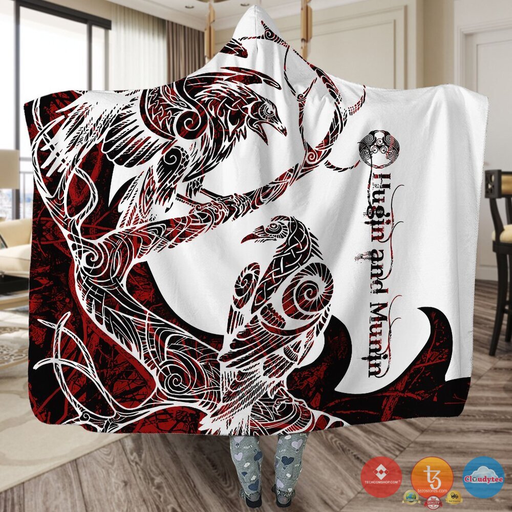 Viking Hugin And Munin Red White Blanket Viking Hugin And Munin Red White Blanket