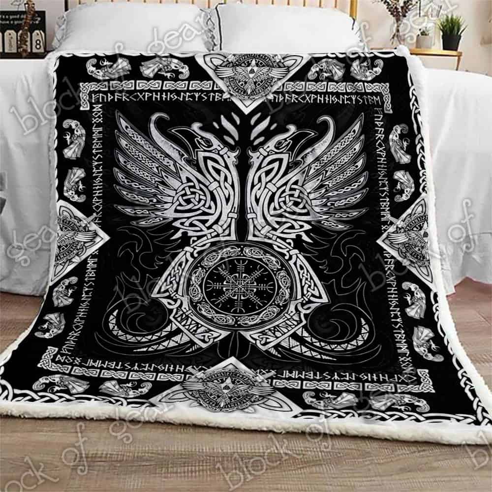 Viking Odins Ravens All Over Printed Blanket Viking Odins Ravens All Over Printed Blanket