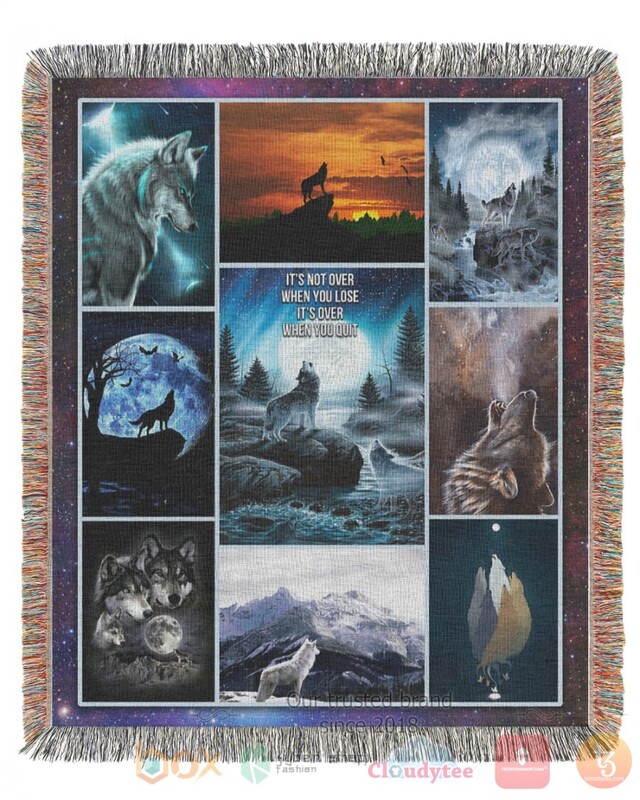 Wolf Native American Its Not Ever When You Lose Its Over When You Quit Blanket Wolf Native American Its Not Ever When You Lose Its Over When You Quit Blanket