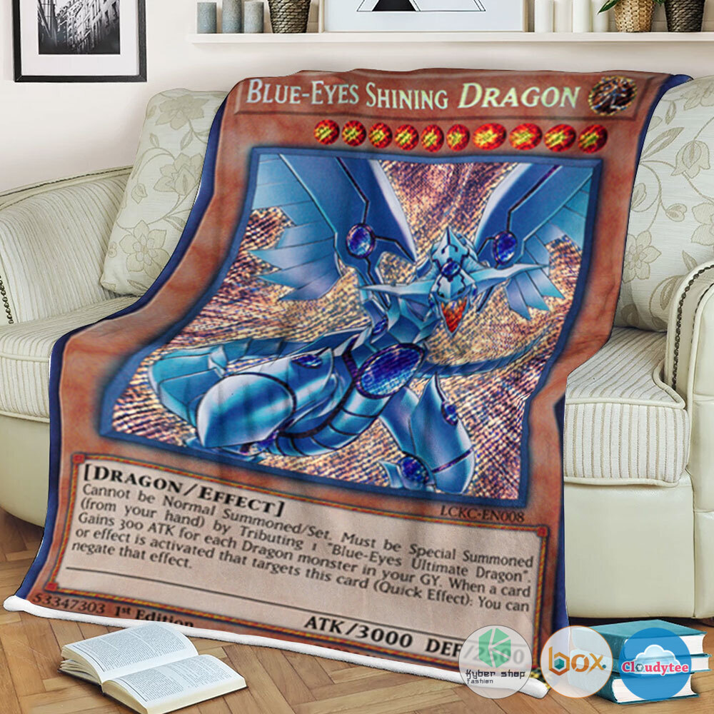 Yu Gi Oh Blue Eyes Shining Dragon Retro Blanket Yu Gi Oh Blue Eyes Shining Dragon Retro Blanket