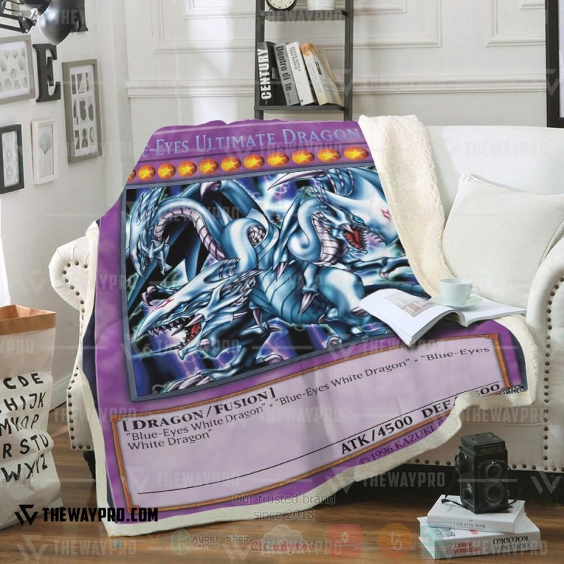 Yu Gi Oh Blue Eyes Ultimate White Dragon Purple Soft Blanket Yu Gi Oh Blue Eyes Ultimate White Dragon Purple Soft Blanket