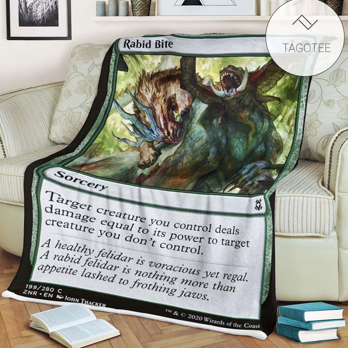 Znr 199 Rabid Bite Mtg Game Magic The Gathering Fleece Blanket Znr 199 Rabid Bite Mtg Game Magic The Gathering Fleece Blanket