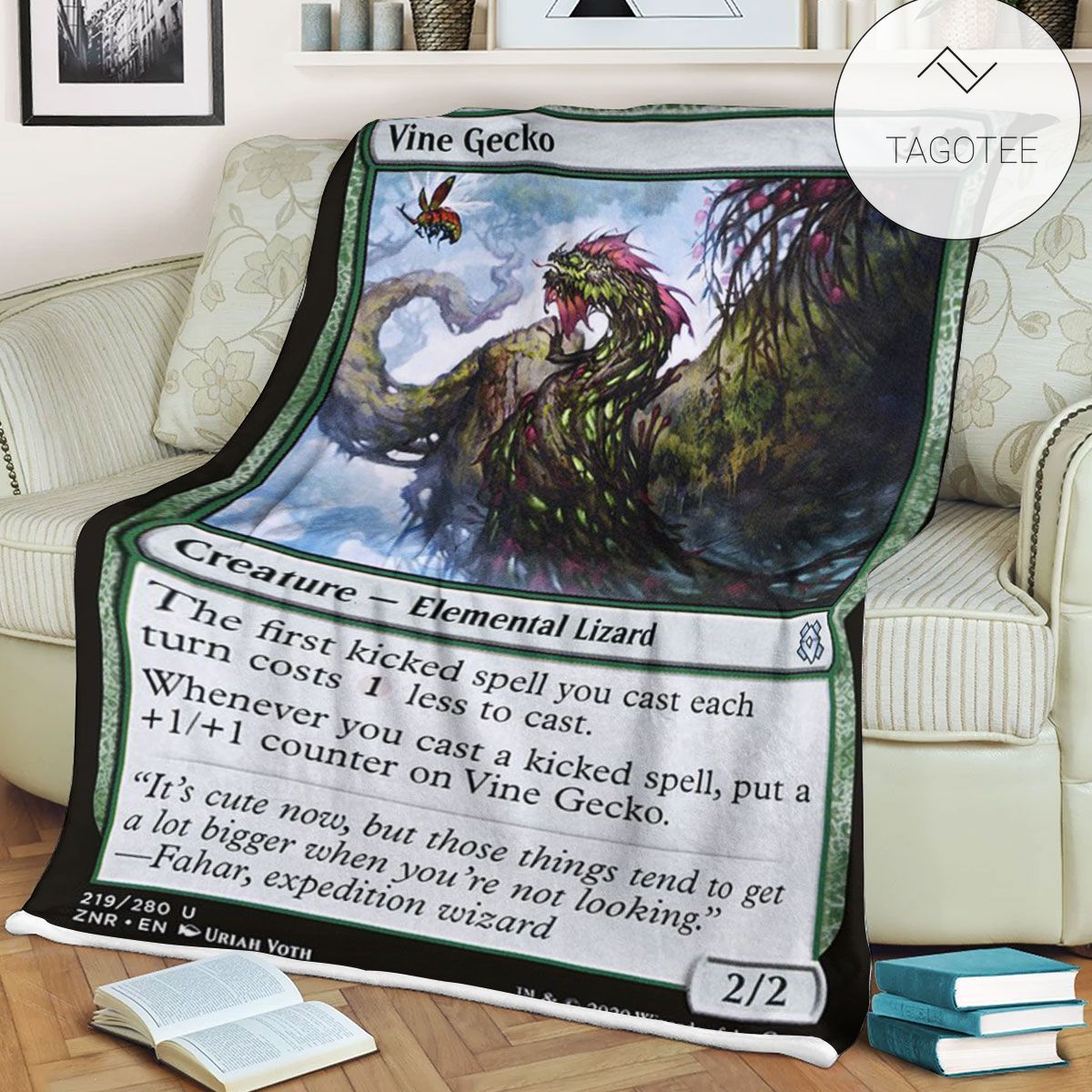 Znr 219 Vine Gecko Mtg Game Magic The Gathering Fleece Blanket Znr 219 Vine Gecko Mtg Game Magic The Gathering Fleece Blanket