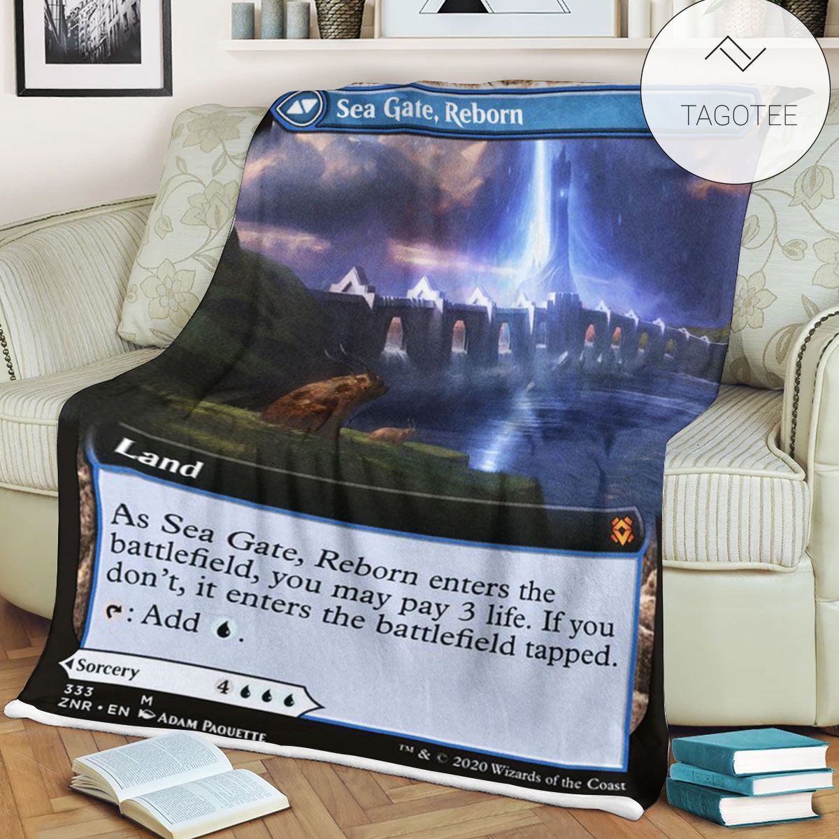 Znr 333 Sea Gate Reborn Mtg Game Magic The Gathering Fleece Blanket Znr 333 Sea Gate Reborn Mtg Game Magic The Gathering Fleece Blanket