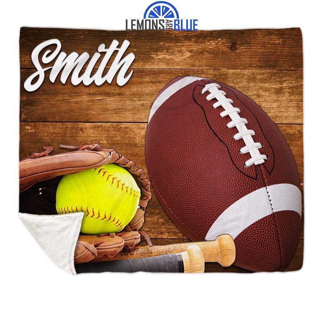 Softball Football Personalized Sherpa Blanket Softball Football Personalized Sherpa Blanket
