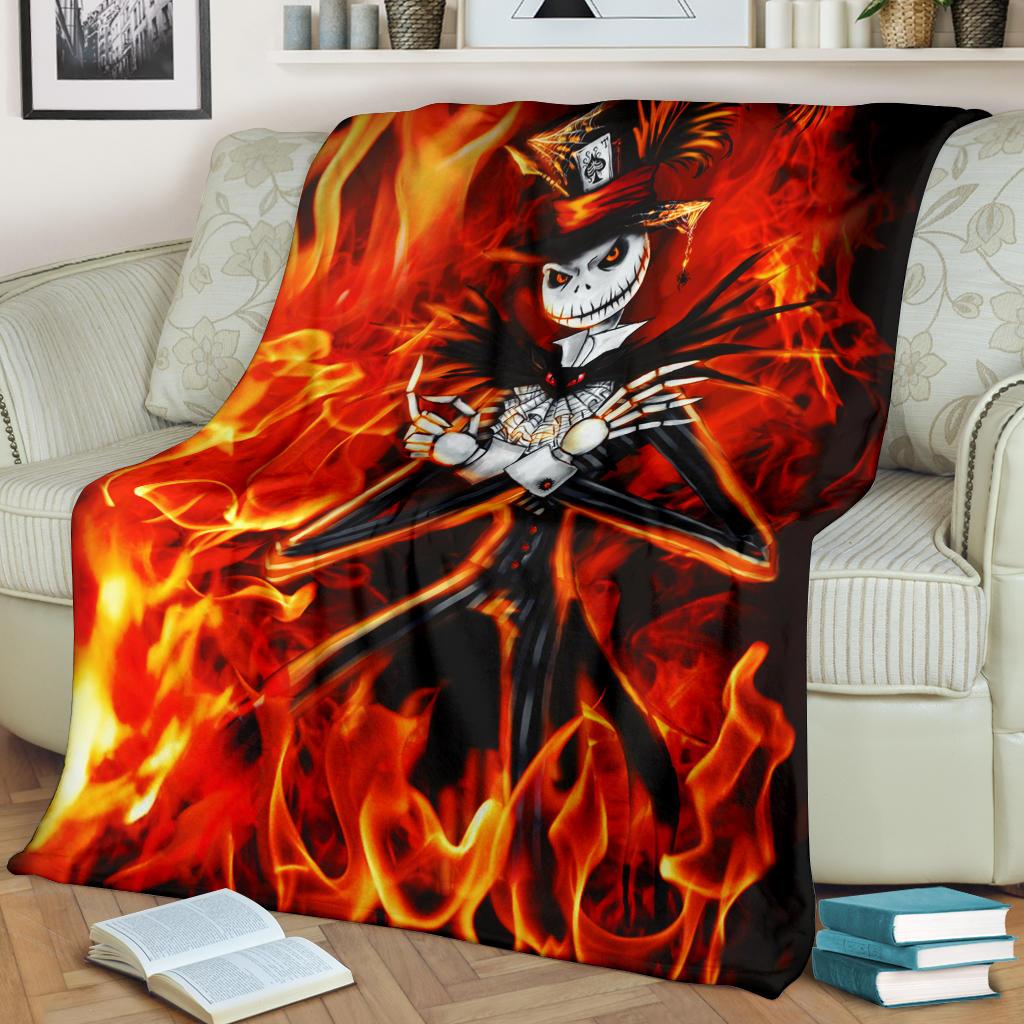 Fire Jack Skellington Premium Blanket Fire Jack Skellington Premium Blanket