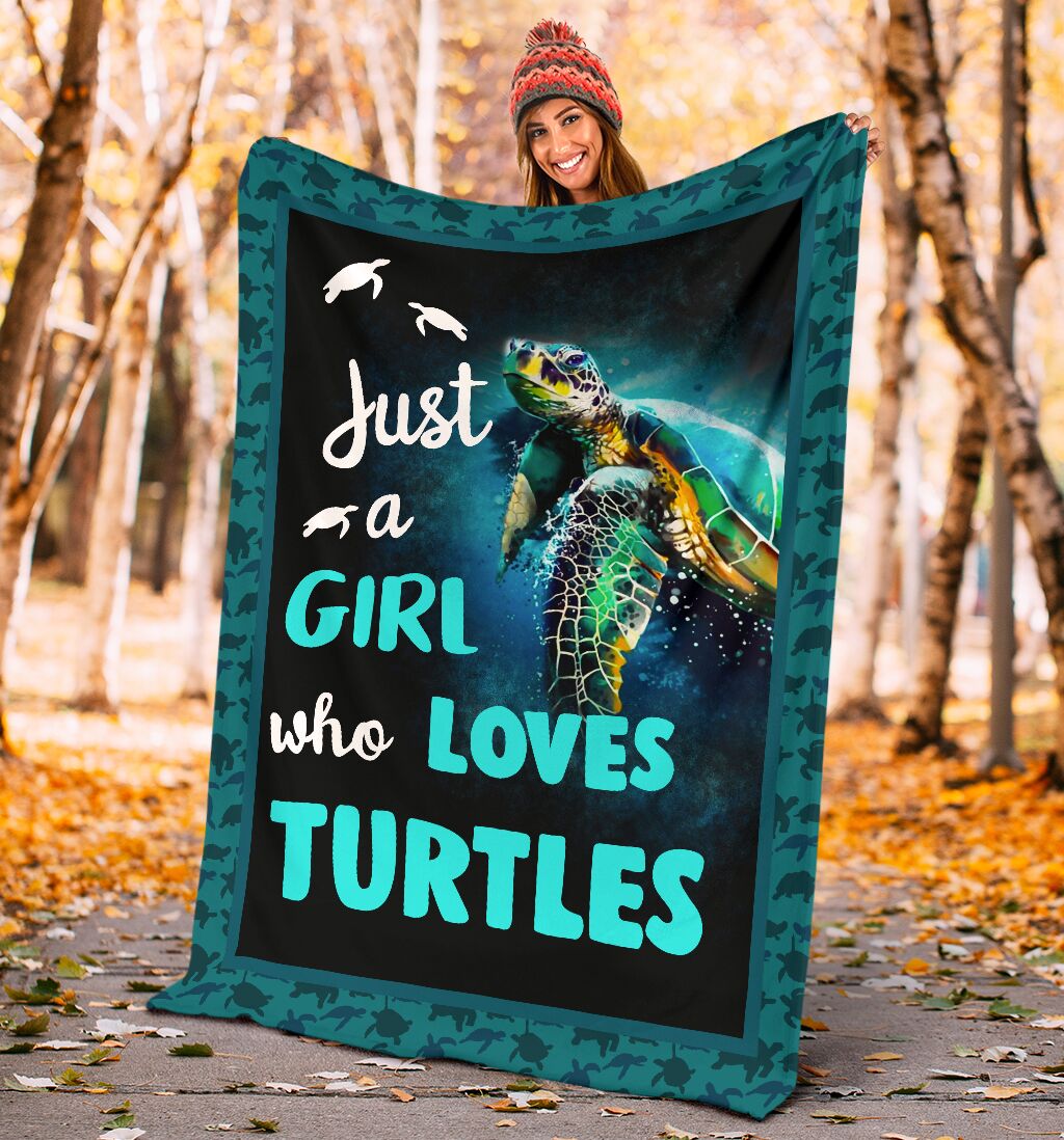 Just A Girl Who Loves Turtles Blanket Just A Girl Who Loves Turtles Blanket