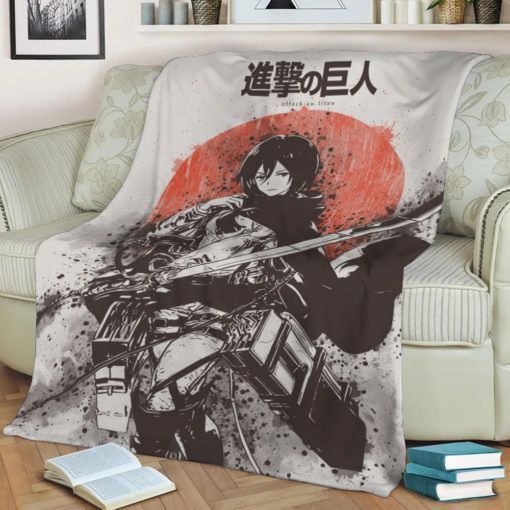 ATTACK ON TITAN MIKASA BEST SELLER FLEECE BLANKET GIFT FOR FAN ATTACK ON TITAN MIKASA BEST SELLER FLEECE BLANKET GIFT FOR FAN