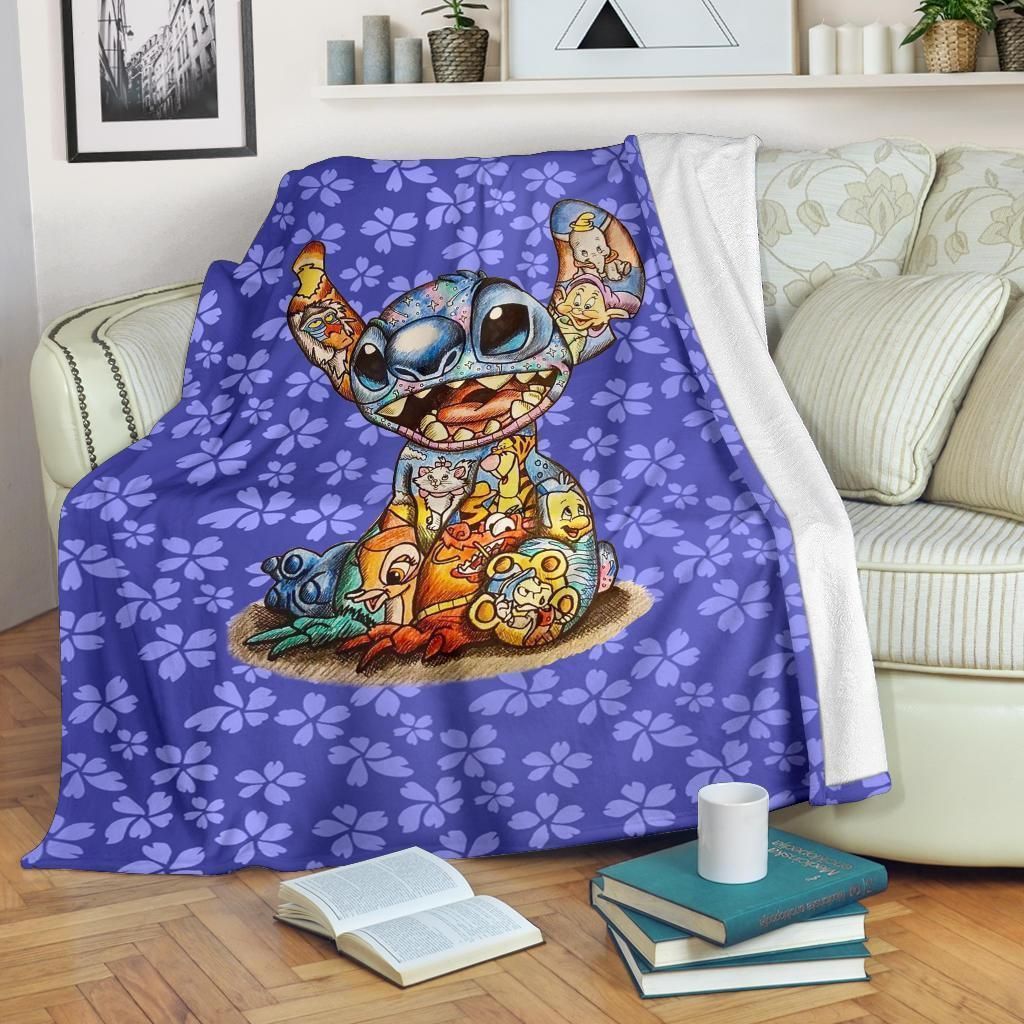 ALOHA STITCH DISNEY FLEECE BLANKET GIFT FOR FAN ALOHA STITCH DISNEY FLEECE BLANKET GIFT FOR FAN