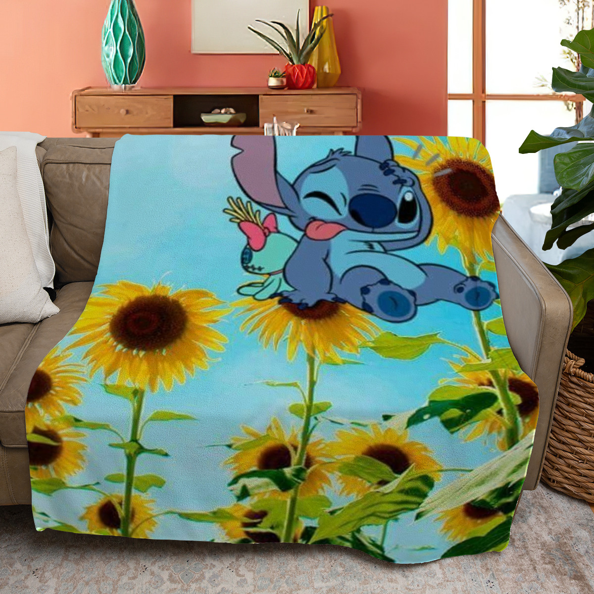 Disney Stitch Ohana Fleece Blanket Gift For Fan Disney Stitch Ohana Fleece Blanket Gift For Fan