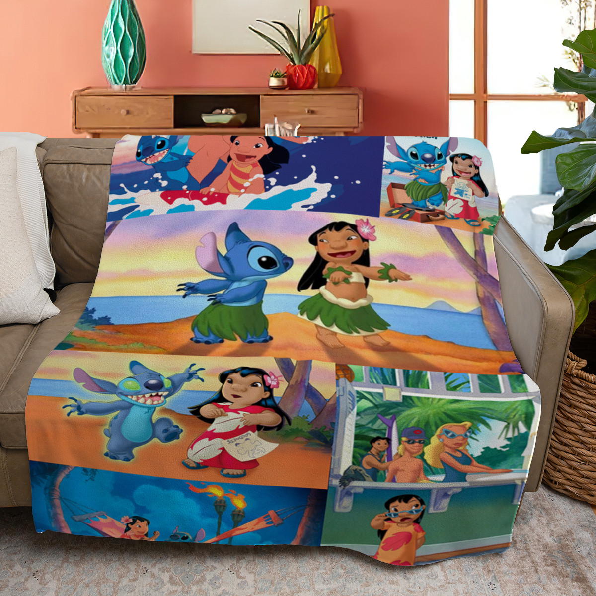 Disney Lilo And Stitch 2 Ohana Mean Family Fleece Blanket Gift For Fan Disney Lilo And Stitch 2 Ohana Mean Family Fleece Blanket Gift For Fan