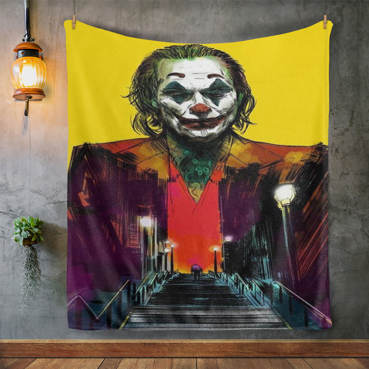 Joker Stairs Painting Art Fleece Blanket Gift For Fan Joker Stairs Painting Art Fleece Blanket Gift For Fan