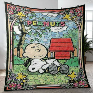 Funny Snoopy Charlie Brown Peanuts Cartoon Gift Fan Blanket