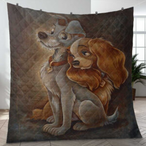 Happy Valentine’s Day Lady And The Tramp Cartoon Disney Art Gift Lover Blanket