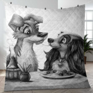 Happy Valentine’s Day Lady And The Tramp Cartoon Disney Art Ver2 Gift Lover Blanket