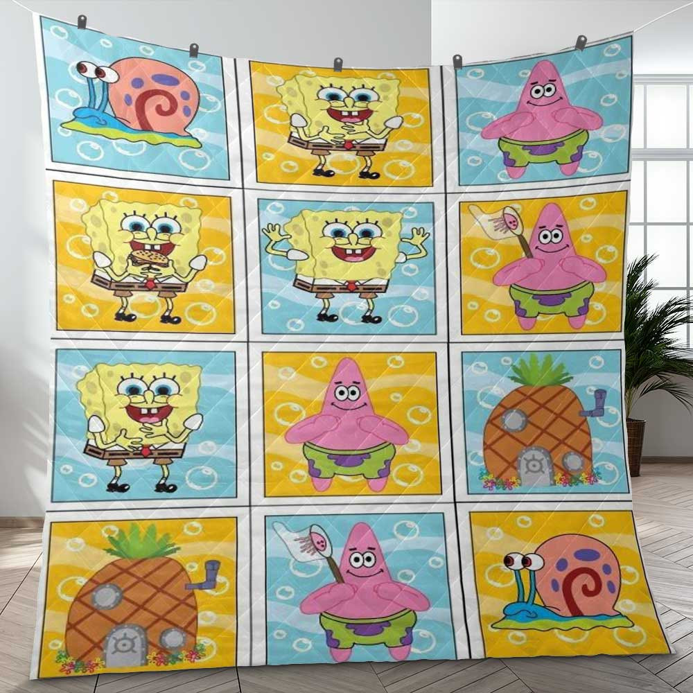 Funny Spongebob With Friend Cartoon Ver3 Gifts Lover Blanket Funny Spongebob With Friend Cartoon Ver3 Gifts Lover Blanket
