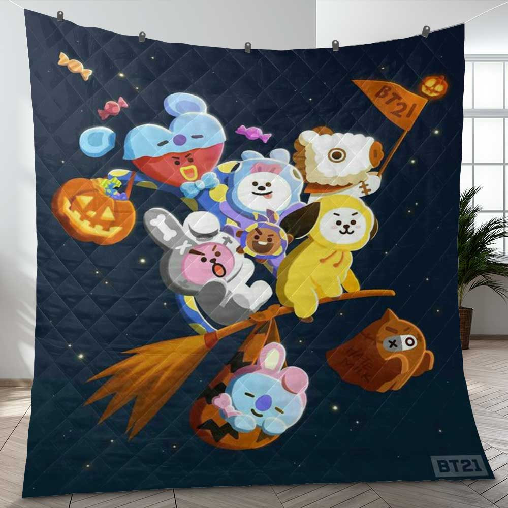 BTS BT21 Bangtan Army Fan Art Cartoon So Cute Halloween Ver21 Gift Lover Blanket BTS BT21 Bangtan Army Fan Art Cartoon So Cute Halloween Ver21 Gift Lover Blanket
