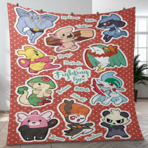 Fighting Type Pokemon Sticker 5 Gift Lover Blanket