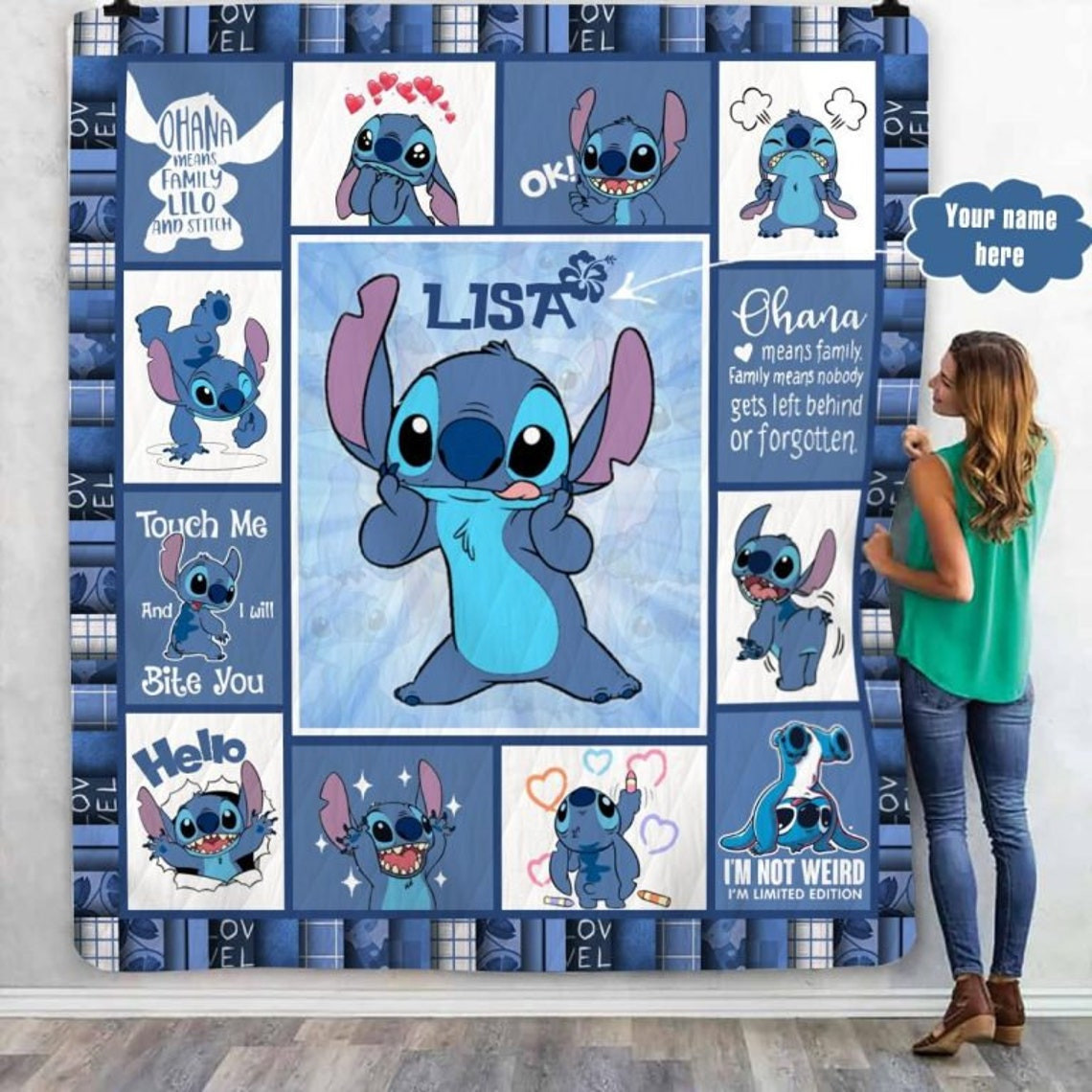 Personalized Stitch and Lilo Blanket Personalized Stitch and Lilo Blanket