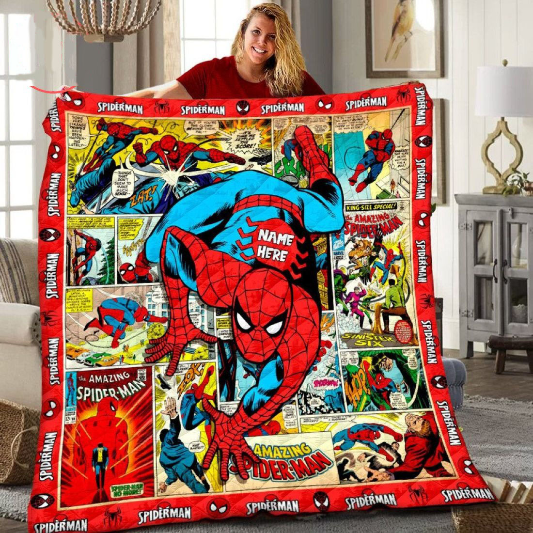 Spiderman Comic Personalized Blanket Spiderman Comic Personalized Blanket