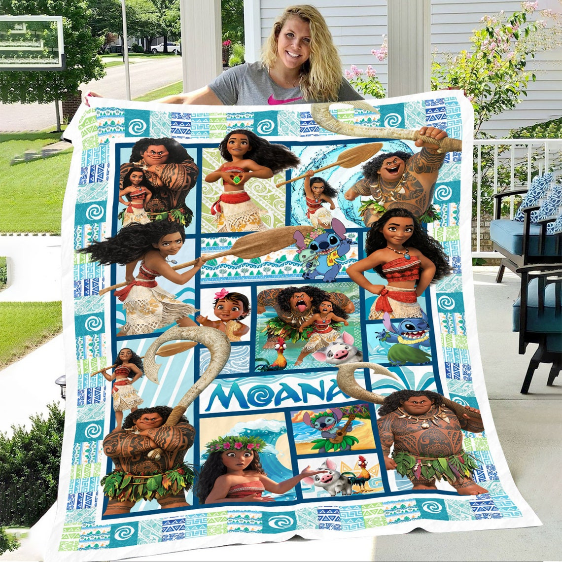 Moana X Stitch Cute Disney Movie Blanket Moana X Stitch Cute Disney Movie Blanket