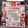 Cartoon Character Snoopy To My Grandson Quilt Fleece Blanket Fan Made All Season 3D Blanket