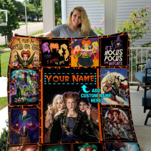 Personalized Hocus Pocus Happy Halloween Quilt Fleece Blanket Fan Made All Season Blanket