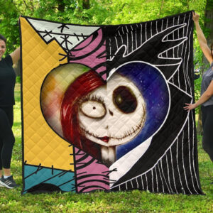 Jack Skellington & Sally Love Blanket Half Face Mixed Gift Idea 3D Blanket 49