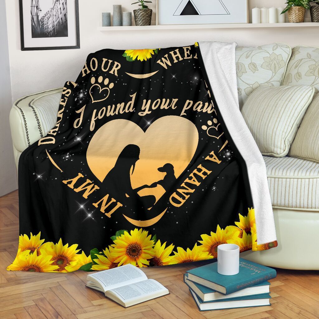In My Darkest Hour I Found Your Paw Dachshund Sunflower Fleece Blanket In My Darkest Hour I Found Your Paw Dachshund Sunflower Fleece Blanket