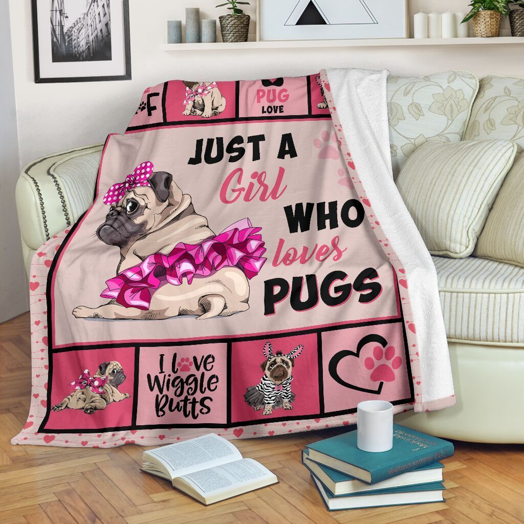 Pug Gifts For Girls Funny Just A Girl Who Loves Pugs Pink Fleece Blanket Pug Gifts For Girls Funny Just A Girl Who Loves Pugs Pink Fleece Blanket