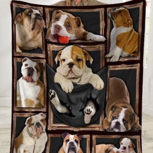 English Bulldog Picture Frames Ultra Soft Cozy Plush Fleece Blanket
