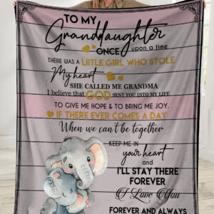 Elephant To My Granddaughter Once Upon A Time There Was A Little Girl Who Stole My Heart Ultra Soft Cozy Plush Fleece Blanket