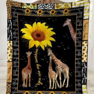 Giraffe You Are My Sunshine Sunflower Ultra Soft Cozy Plush Fleece Blanket