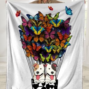 Pitbull Butterfly Air Balloon Fleece Blanket