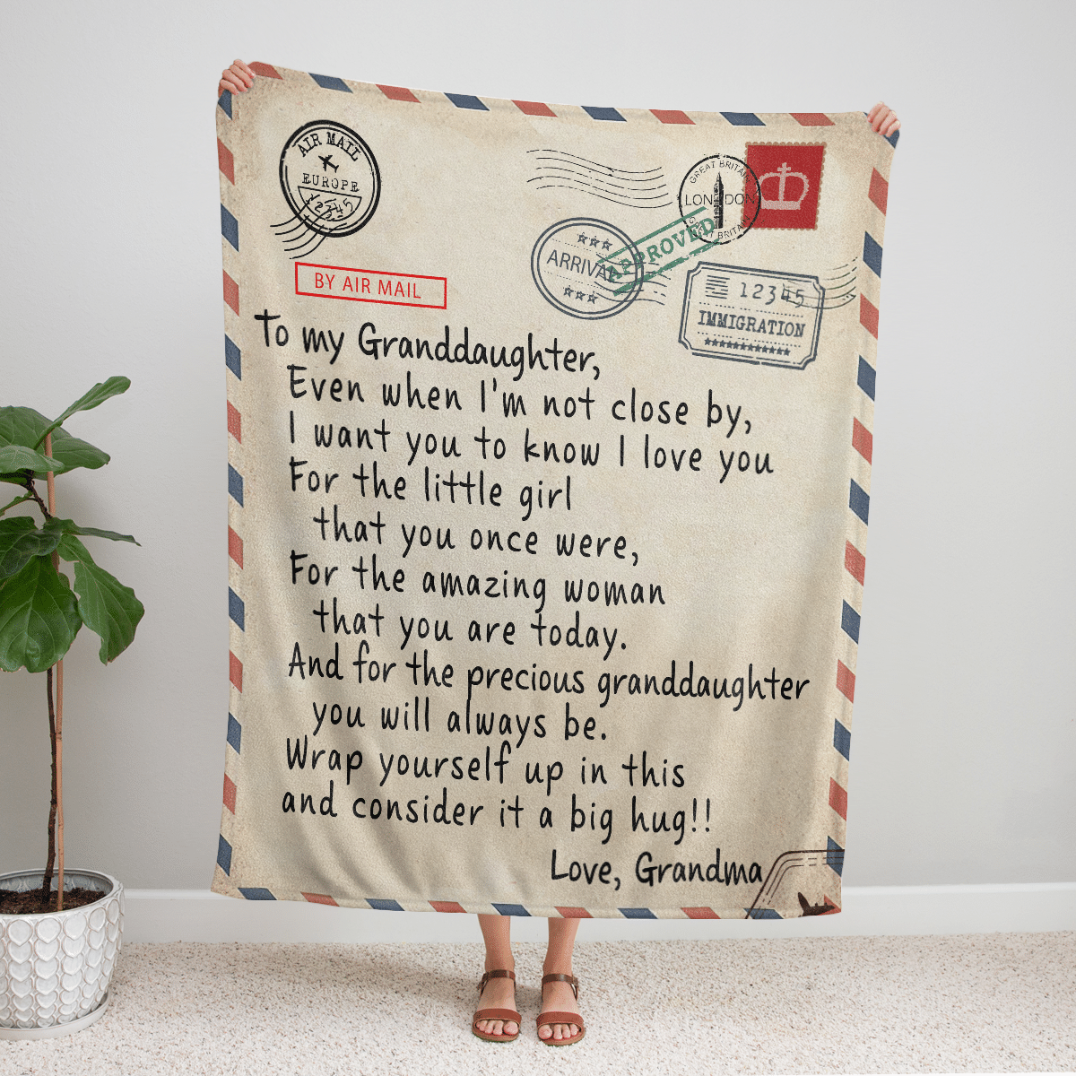 Airmail From Grandma To My Granddaughter Blanket Airmail From Grandma To My Granddaughter Blanket